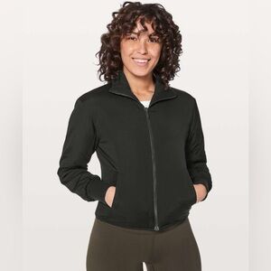 Lululemon Forever Warm Jacket Reversible Quilted Bomber Jacket in Black W4AKNS